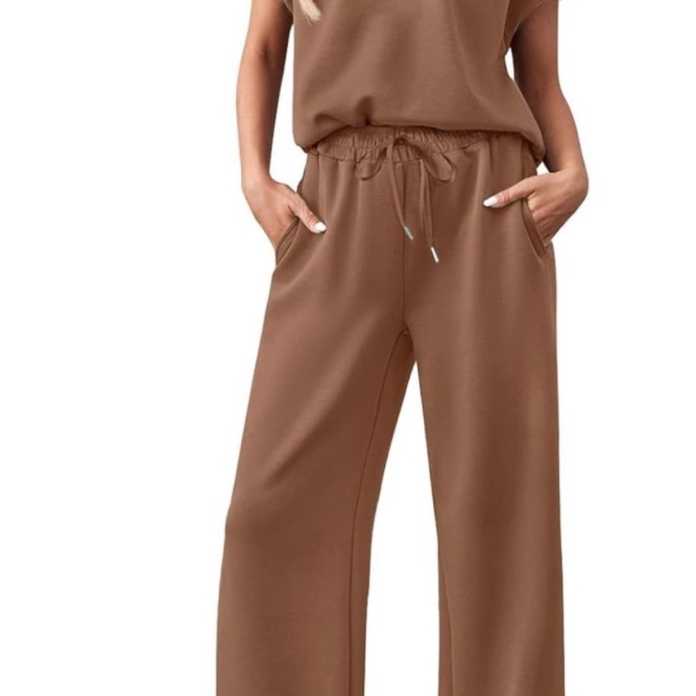 Women 2 Piece Set Summer Outfits Sweatsuit Half Zip Cap Sleeve Sweatshirt